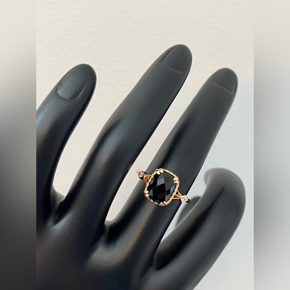 925 Sterling Silver Vintage Gem Square Stone Ring, Black Agate - Picture 5 of 11